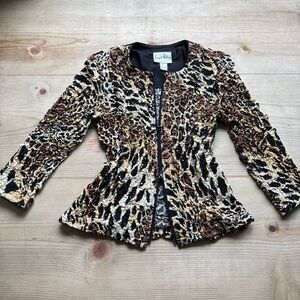 Joseph Ribkoff Jacket Womens Animal Print Size 10 Zip